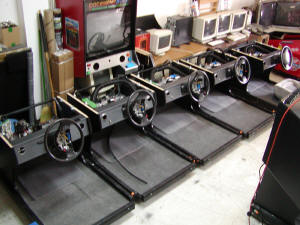 Five chassis, ready to be topped with monitor units