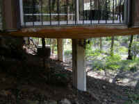 Larry's hexagonal house on stilts.