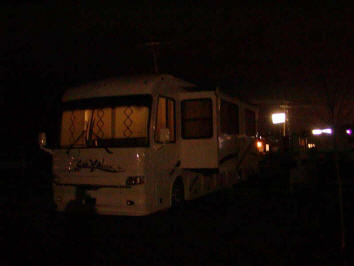 Trying to hook up an unfamiliar RV to electricity and water in the dark is hard.