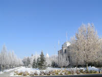 The Nevada state capitol in Carson City, looking like a winter wonderland.