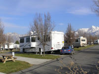 View of the snowy Wasatch mountains from our site.