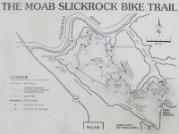 The official Slickrock Bike Trail map.  Looks like an innocuous 10 miles or so, but it doesn't show the approximately 100,000 vertical feet covered by going up and down about a thousand petrified dunes.